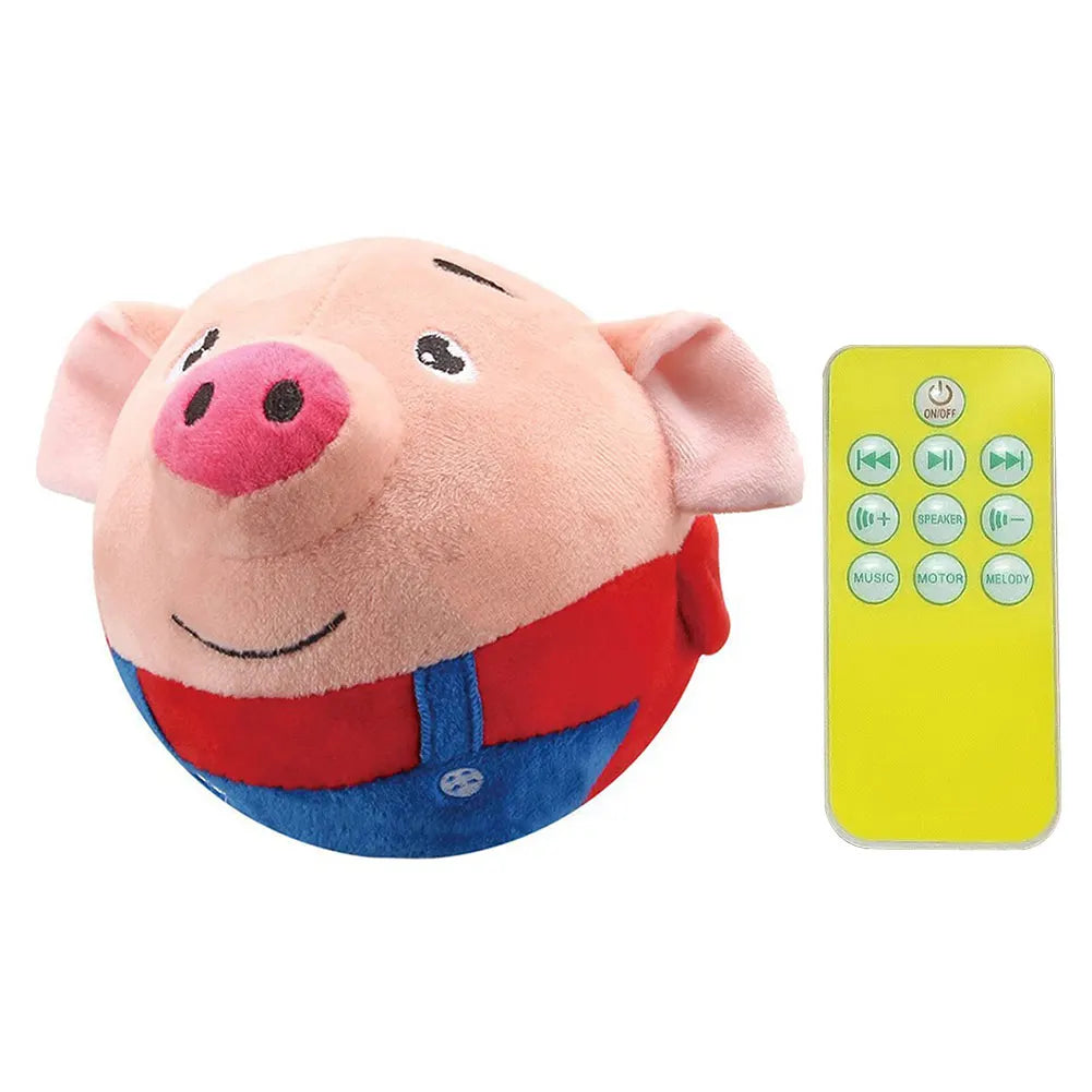 Cartoon Pig Active Moving Pet Plush Toy Washable Talking Moving Dog Ball Toy USB