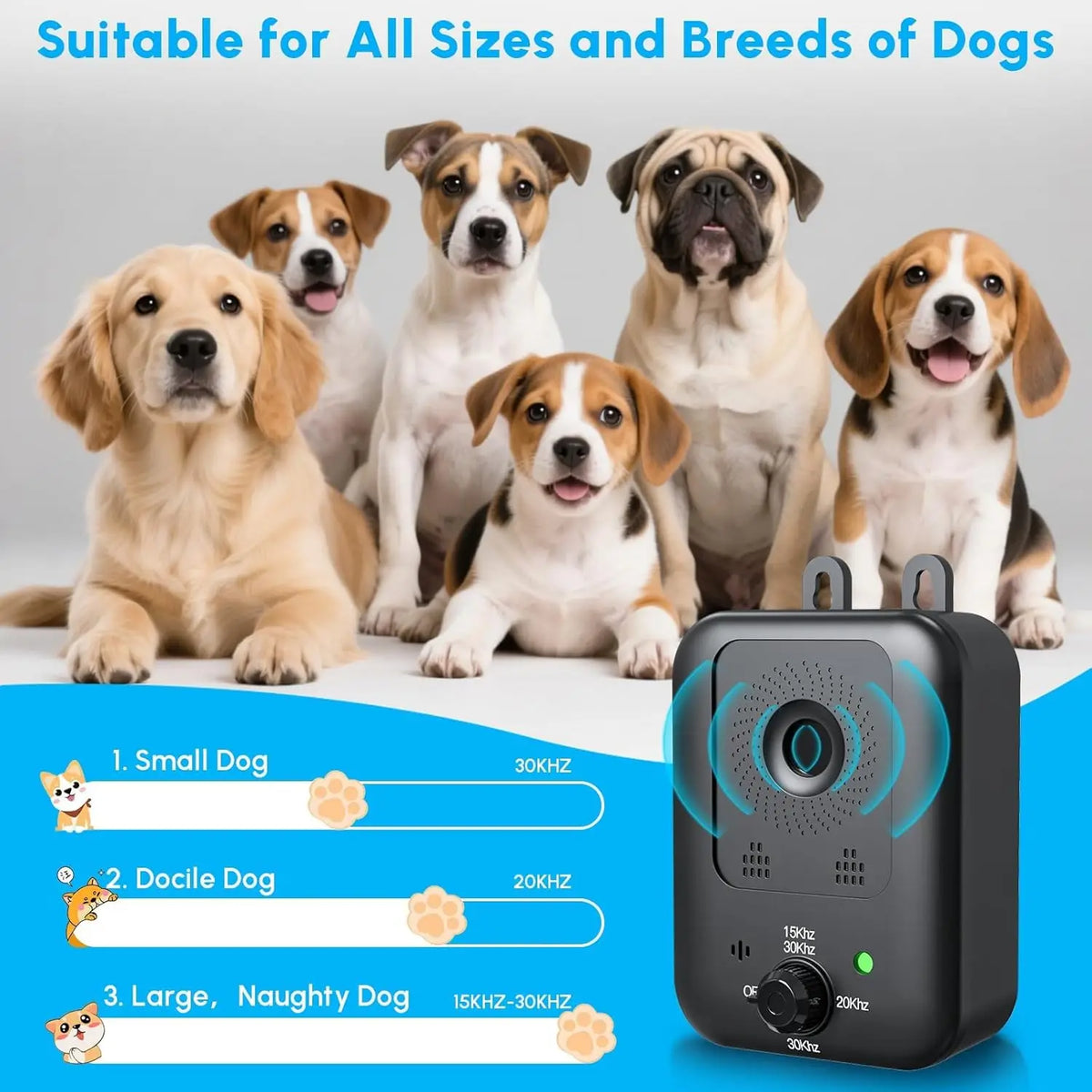 Automatic anti-barking device for dog barking control, rechargeable ultrasonic dog
