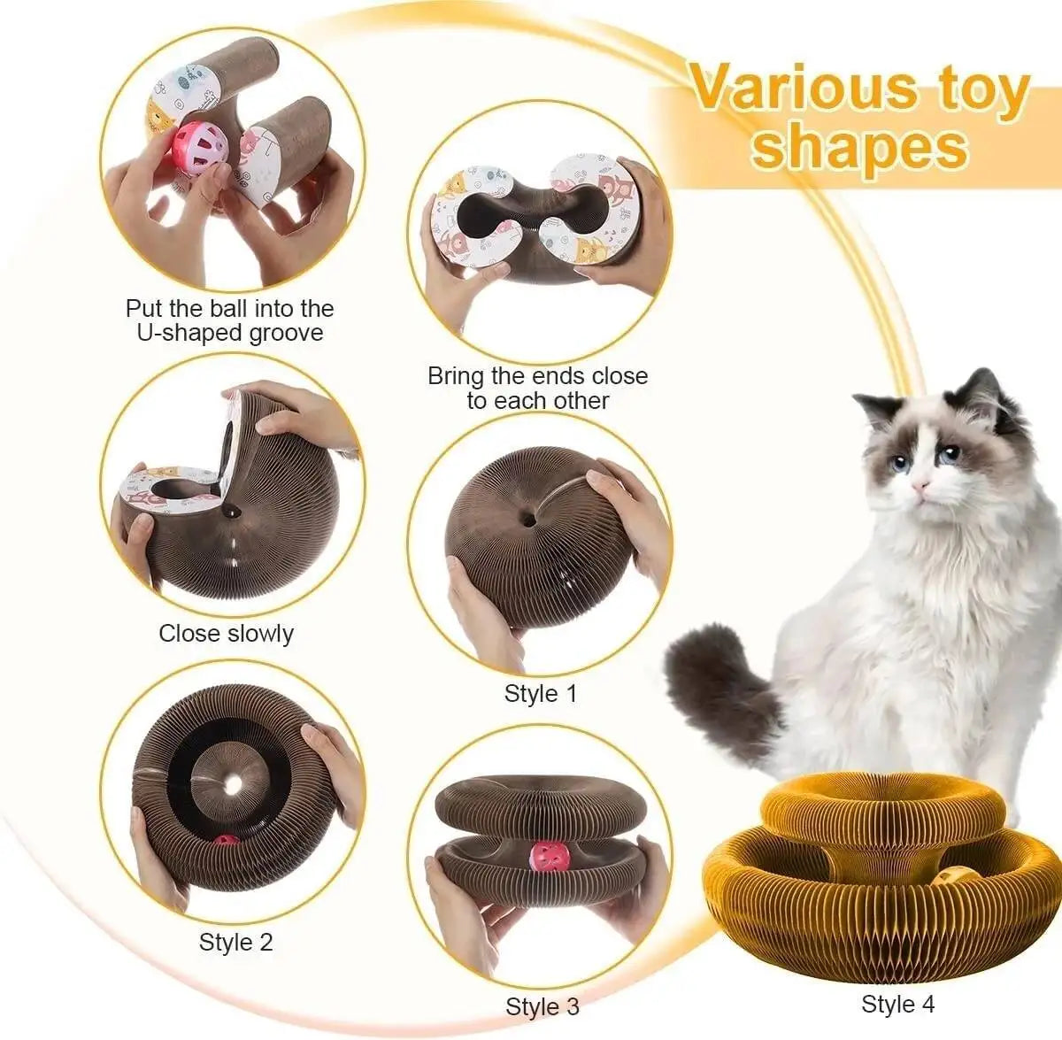 Magic Organ Cat Toy Cats Scratcher Scratch Board Round Corrugated Scratching Post Toys