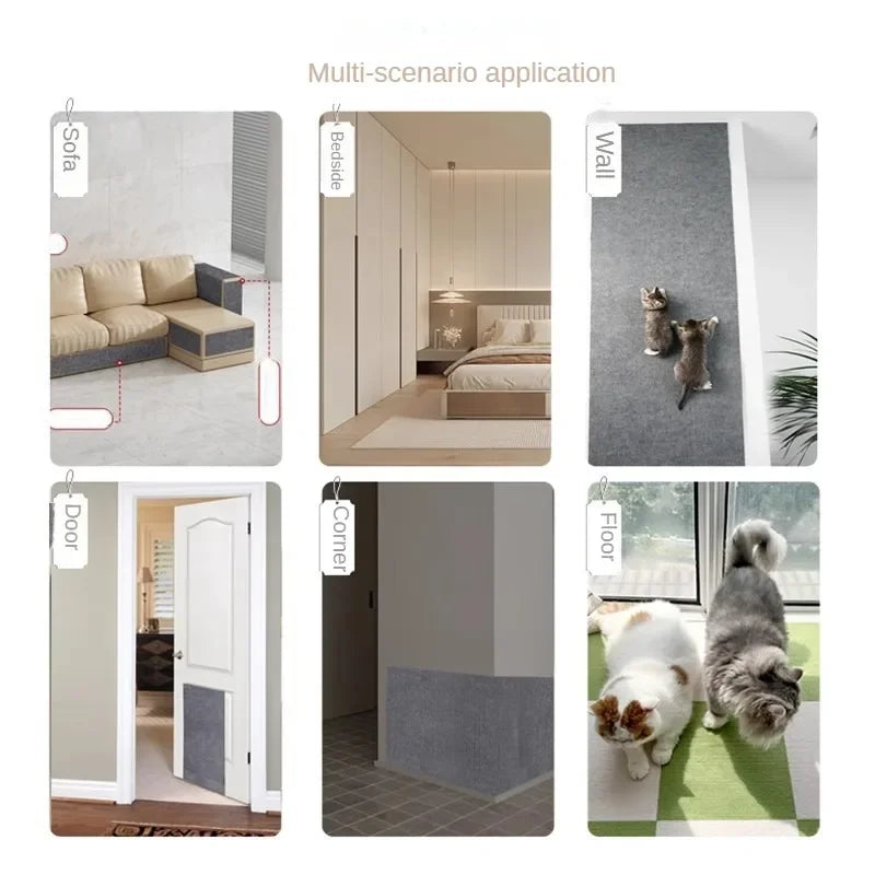 Shield furniture with a durable, self-adhesive cat scratch pad for multiple surfaces.