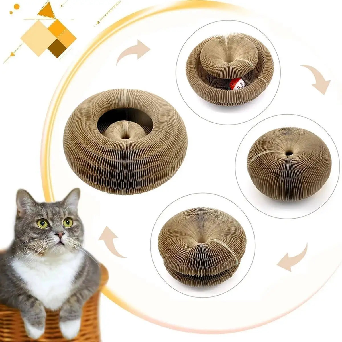 Magic Organ Cat Toy Cats Scratcher Scratch Board Round Corrugated Scratching Post Toys