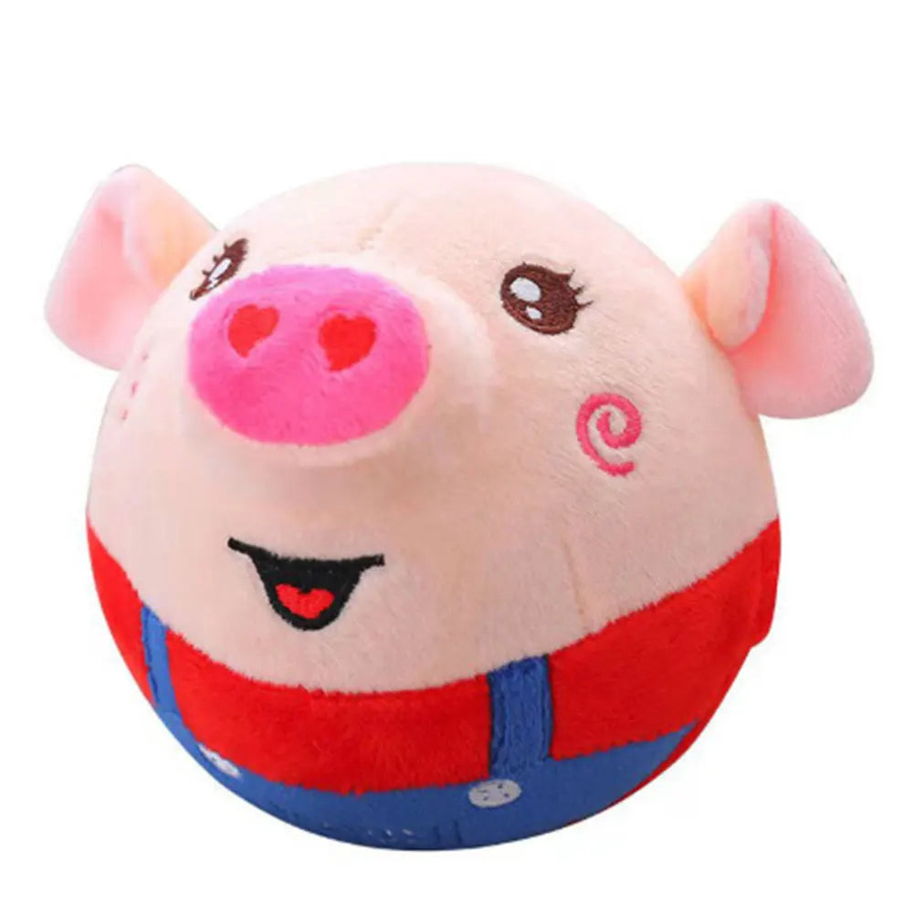 Cartoon Pig Active Moving Pet Plush Toy Washable Talking Moving Dog Ball Toy USB