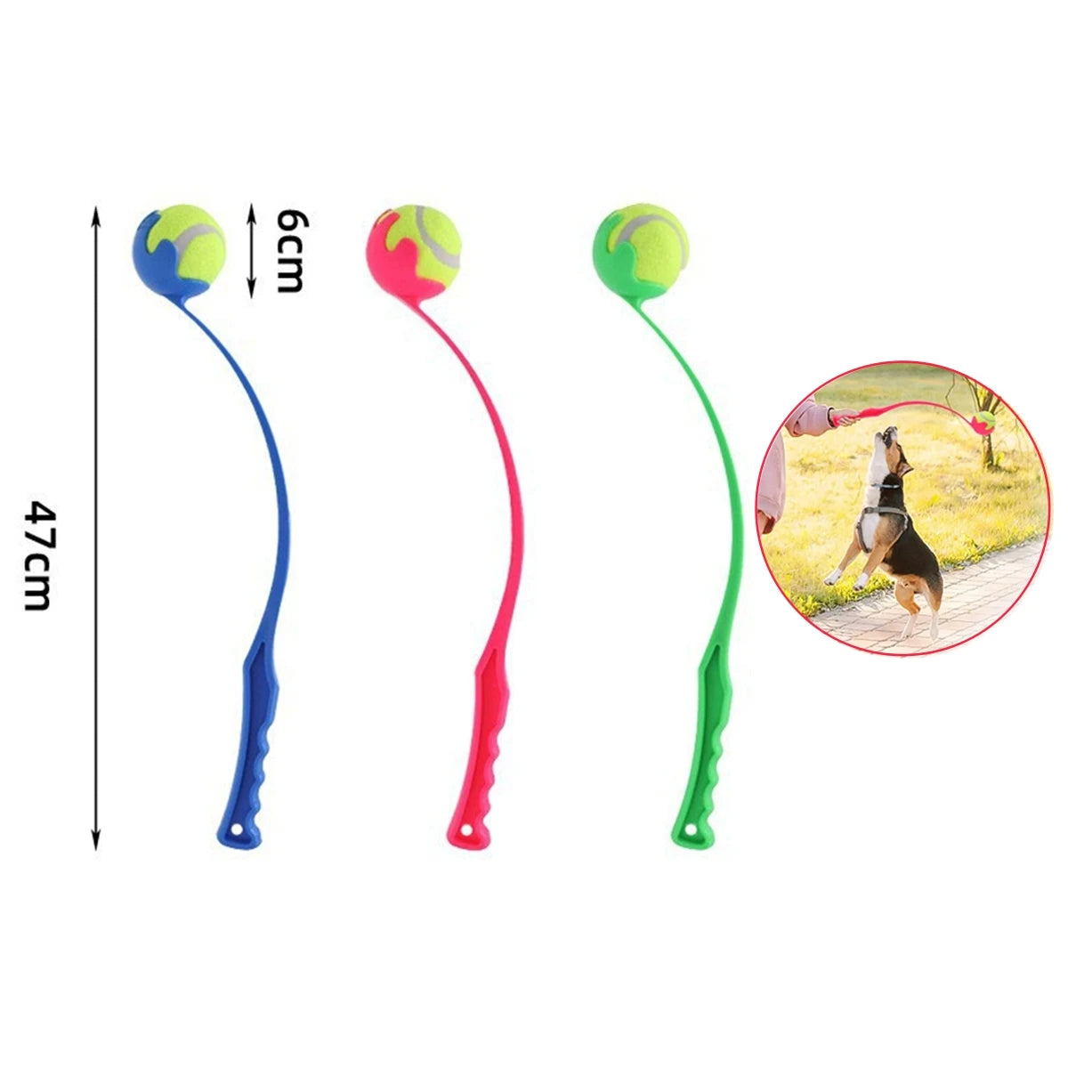 Pet Tennis Ball Launcher Set Outdoor Dog Interactive Training Toy Fetch Play Durable