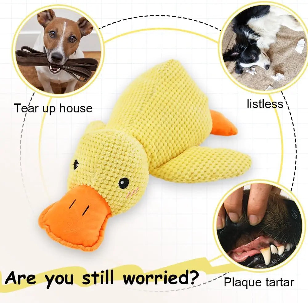 Duck dog toy plush chew resistant durable dog toy with quacking sound teeth grinding