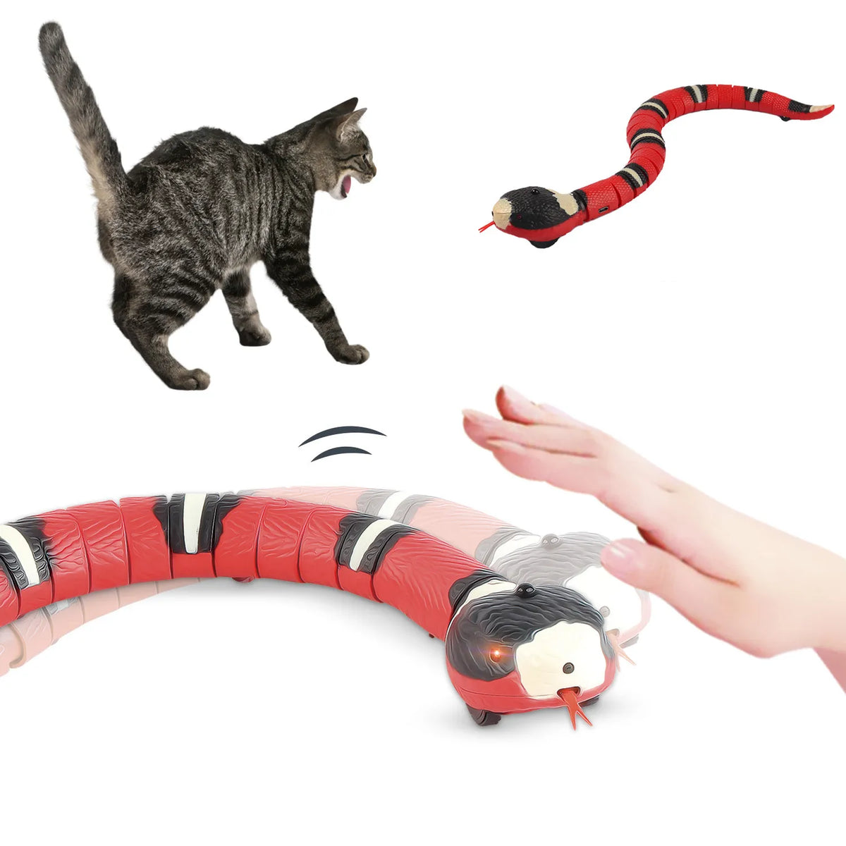 Smart Sensing Interactive Cat Toys Automatic Eletronic Snake Cat Teasering Play USB