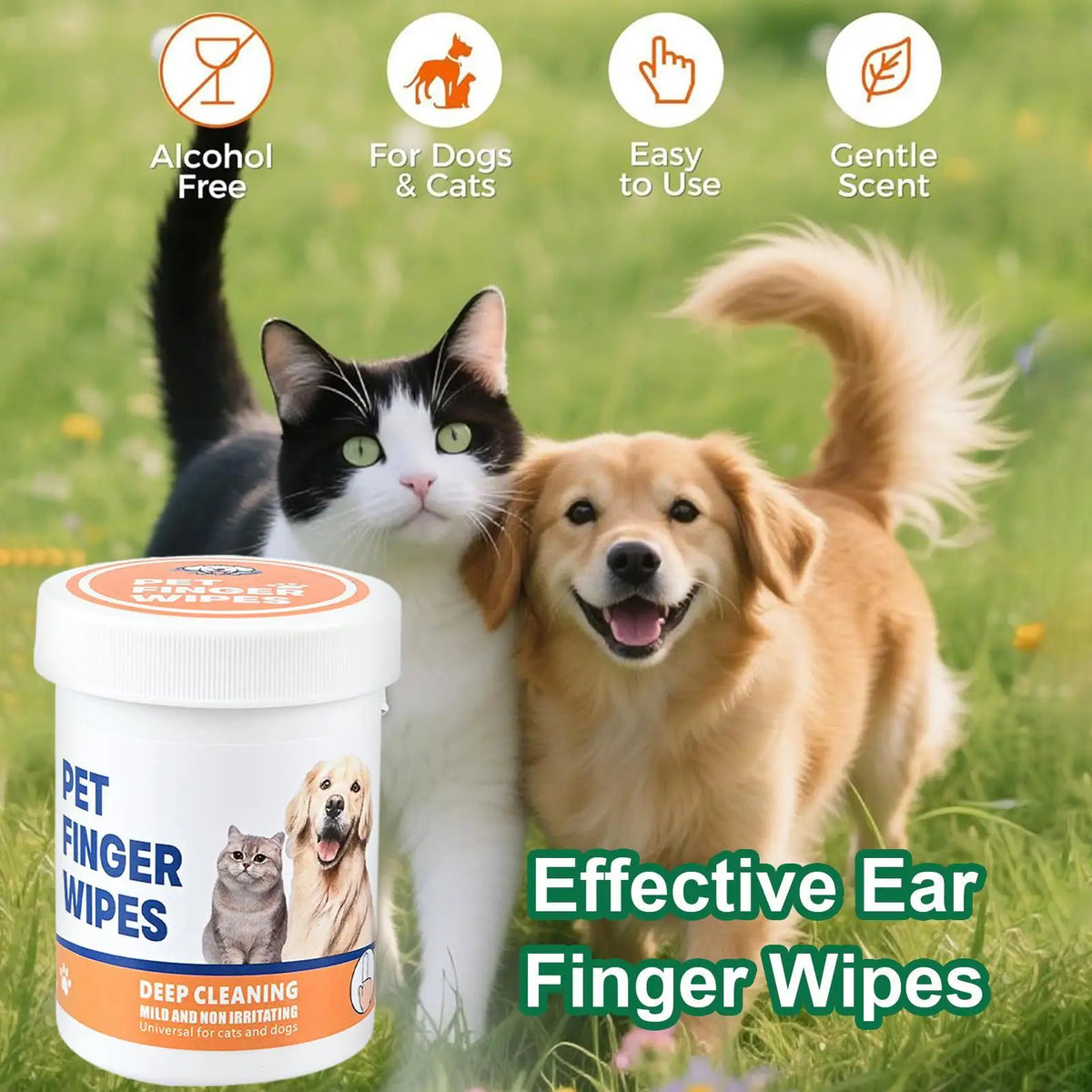 Pet Ear Finger Wipes for Dogs Cats Teeth Cleaning Finger Wipes Dog Toothbrush Natural