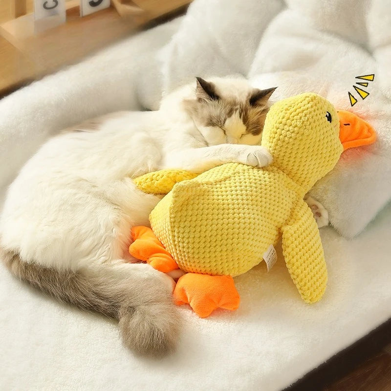 Duck dog toy plush chew resistant durable dog toy with quacking sound teeth grinding