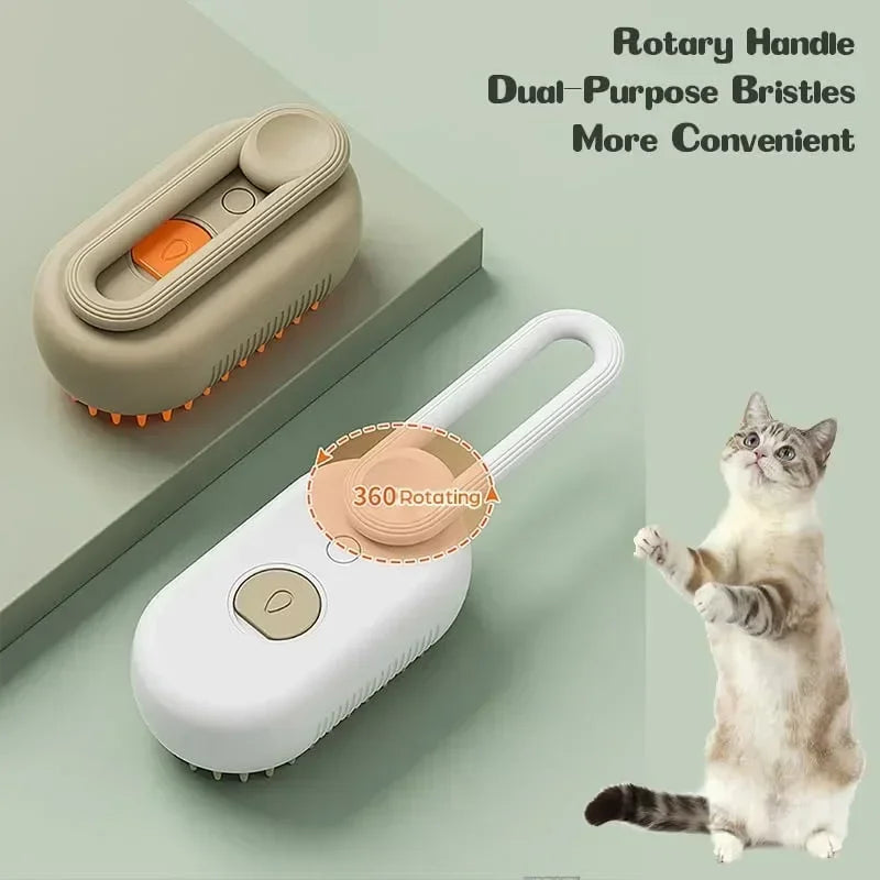Steamy Dog Brush Electric Spray Cat Hair Brush 3 in1 Dog Steamer Brush for Massage Pet