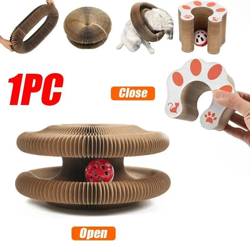 Magic Organ Cat Toy Cats Scratcher Scratch Board Round Corrugated Scratching Post Toys