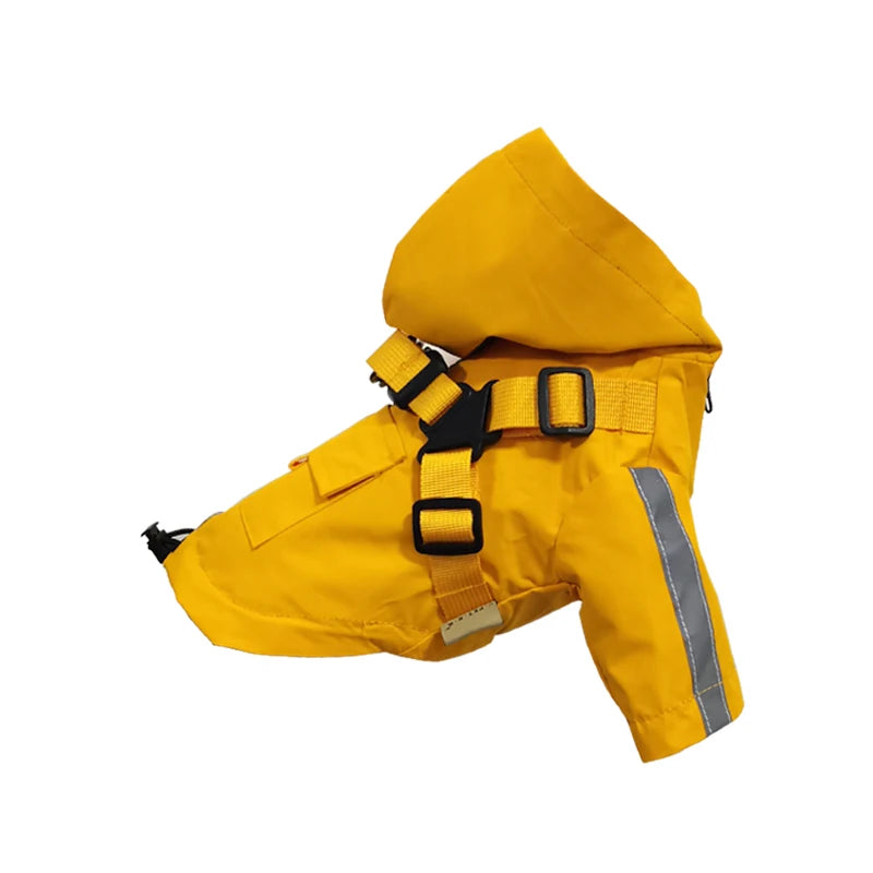Reflective Puppy Dog Raincoat with Harness Waterproof Pet Clothes Yorkshire Outfit