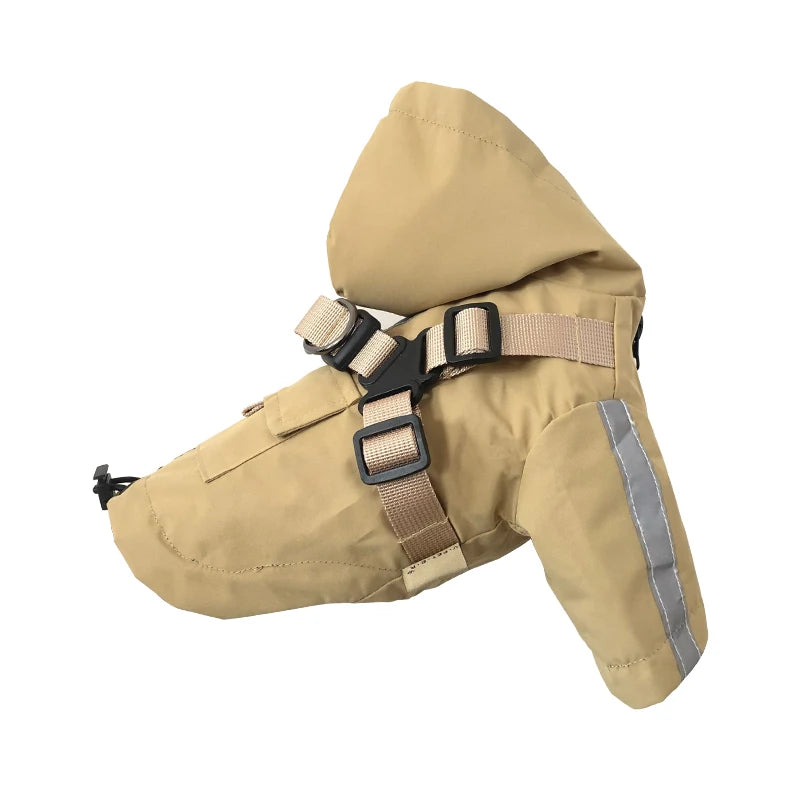 Reflective Puppy Dog Raincoat with Harness Waterproof Pet Clothes Yorkshire Outfit