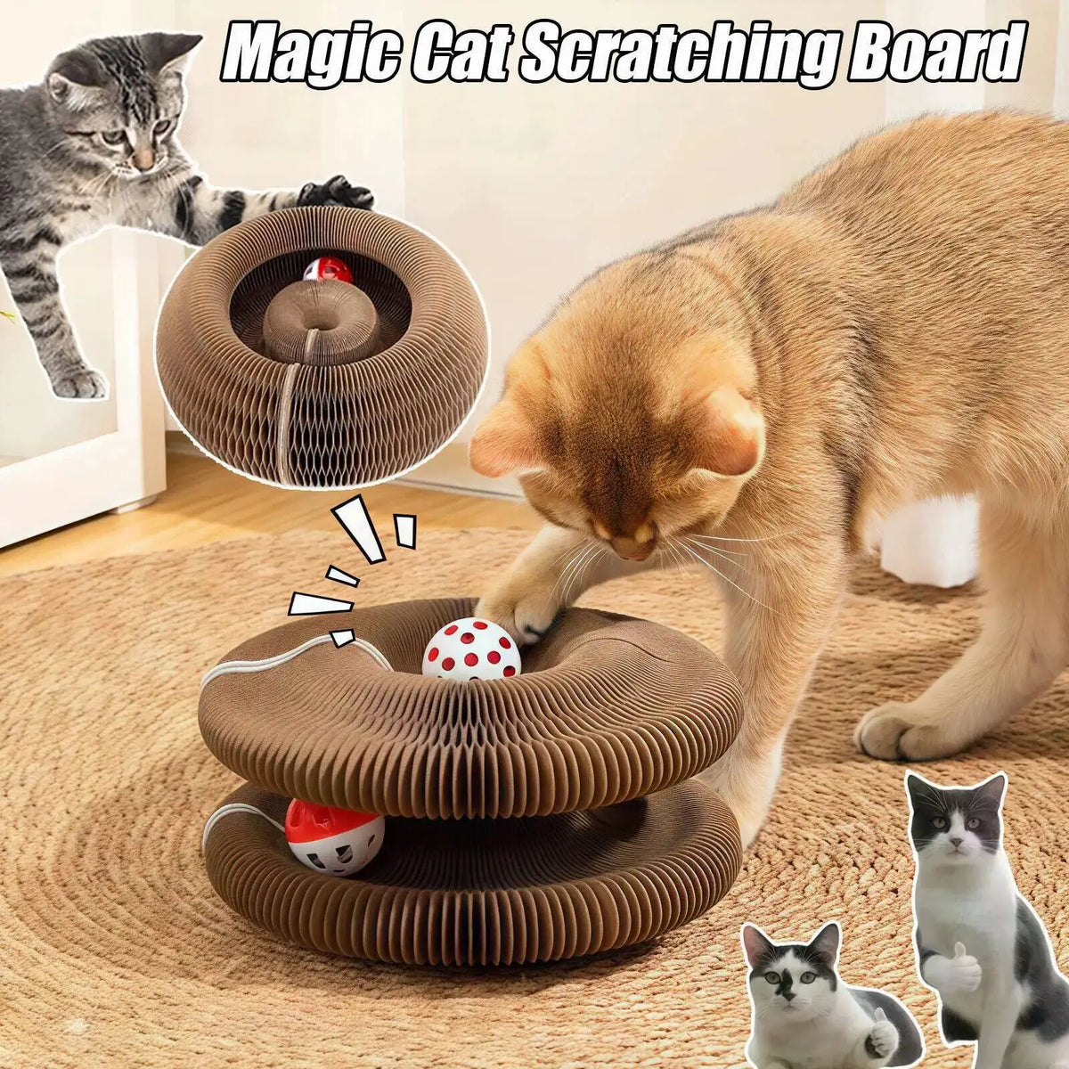 Magic Organ Cat Toy Cats Scratcher Scratch Board Round Corrugated Scratching Post Toys