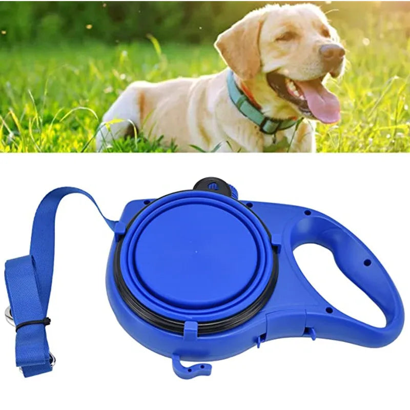 Multifunction Pet Dog Leash with Builtin Water Bottle Bowl Waste Bag Dispenser for