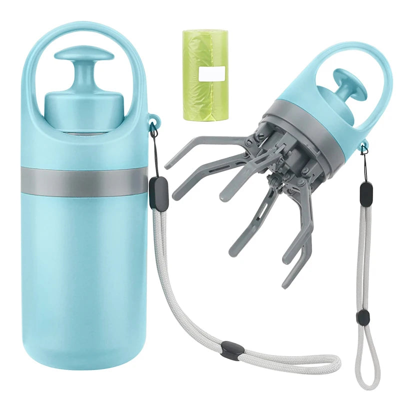 Portable Dog Pooper Scooper with Garbage Bag Outdoor Pet Poop Grabber Claw Fecal Shovel