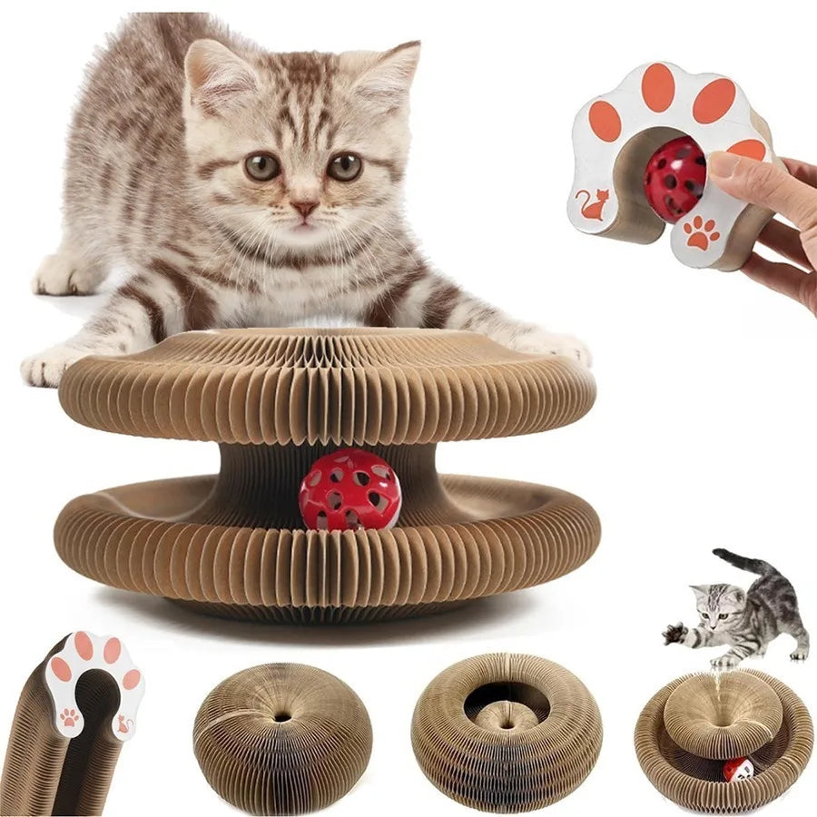 Magic Organ Cat Toy Cats Scratcher Scratch Board Round Corrugated Scratching Post Toys