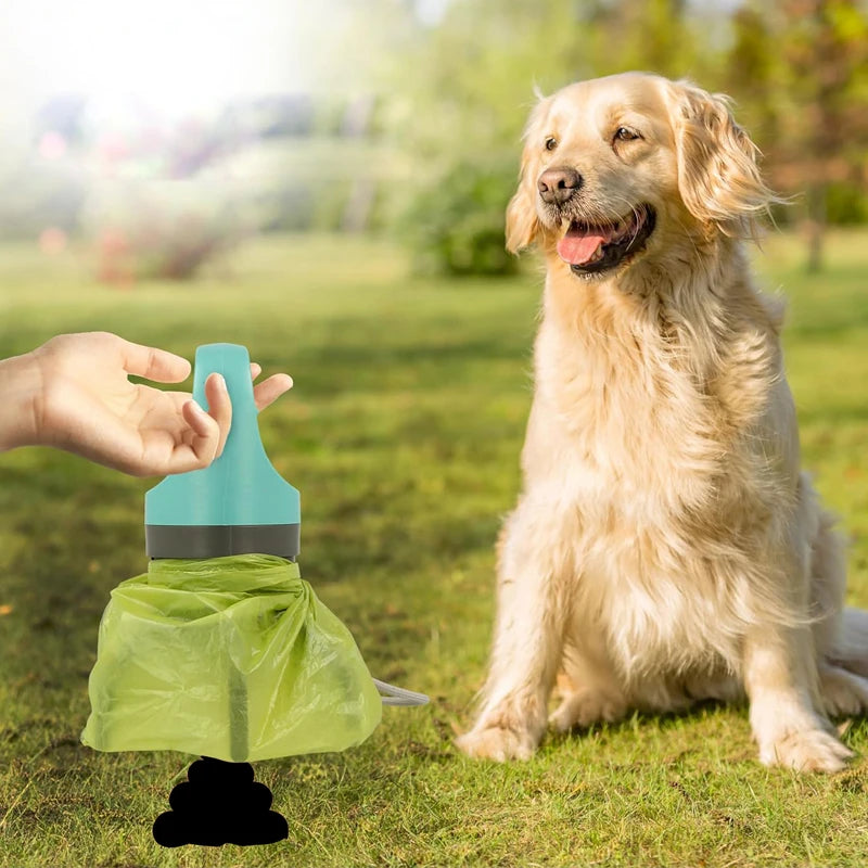 Portable Dog Pooper Scooper with Garbage Bag Outdoor Pet Poop Grabber Claw Fecal Shovel