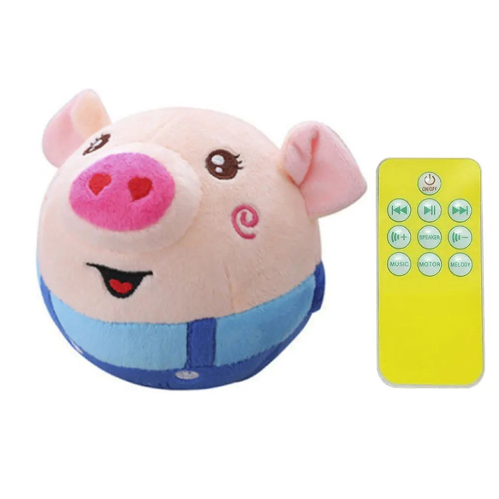 Cartoon Pig Active Moving Pet Plush Toy Washable Talking Moving Dog Ball Toy USB
