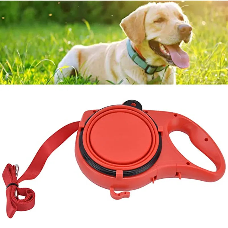 Multifunction Pet Dog Leash with Builtin Water Bottle Bowl Waste Bag Dispenser for