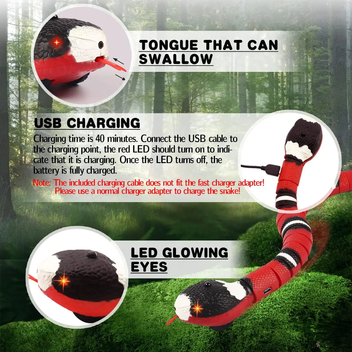 Smart Sensing Interactive Cat Toys Automatic Eletronic Snake Cat Teasering Play USB