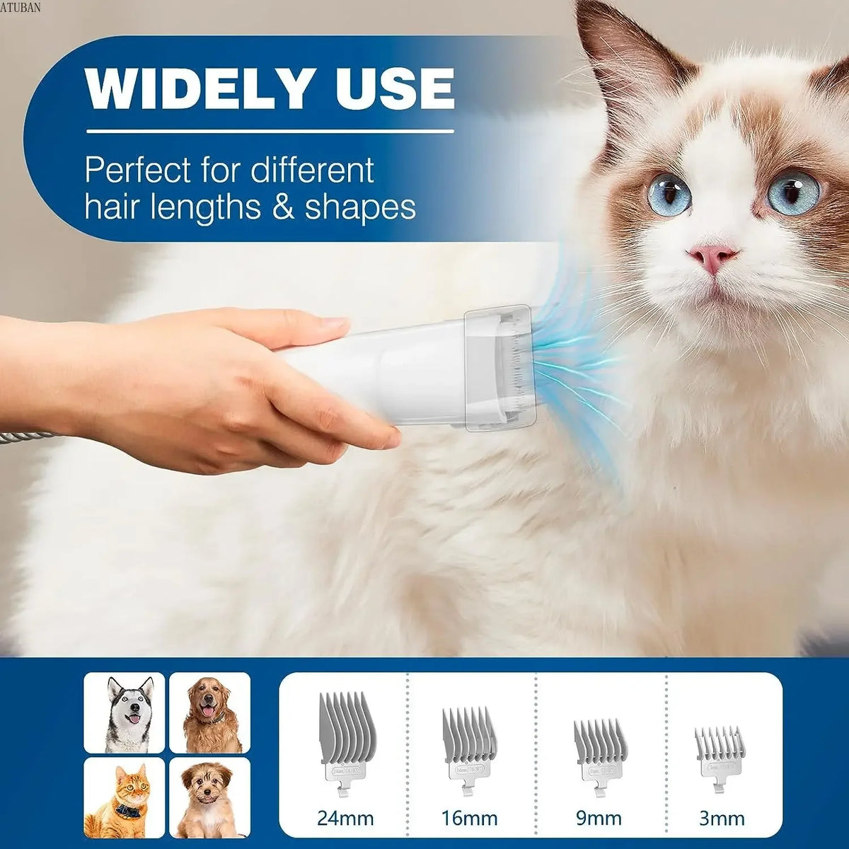 Dog Grooming Vacuum & Pet Grooming Kit with 2.3L Capacity Larger Pet Hair Dust Cup Dog