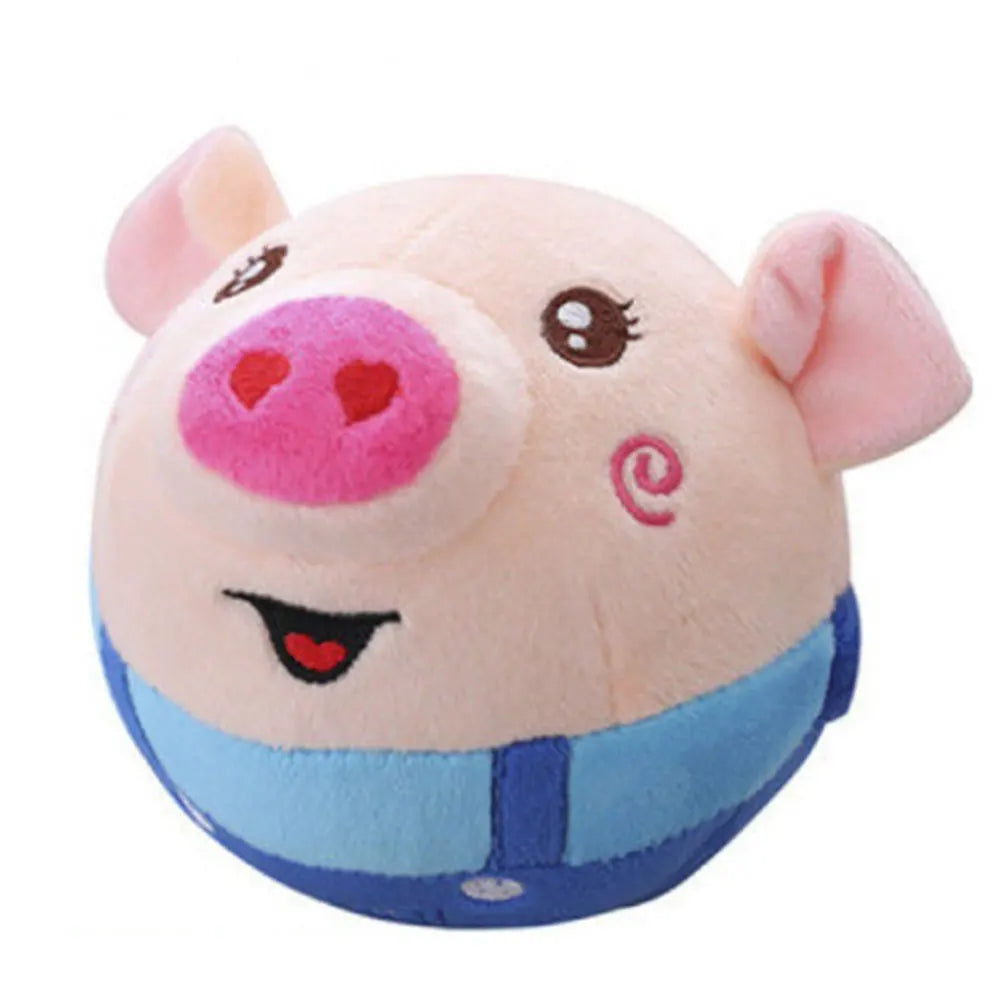 Cartoon Pig Active Moving Pet Plush Toy Washable Talking Moving Dog Ball Toy USB
