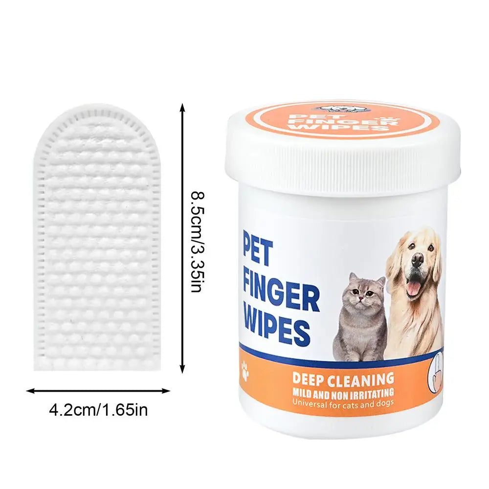 Pet Ear Finger Wipes for Dogs Cats Teeth Cleaning Finger Wipes Dog Toothbrush Natural