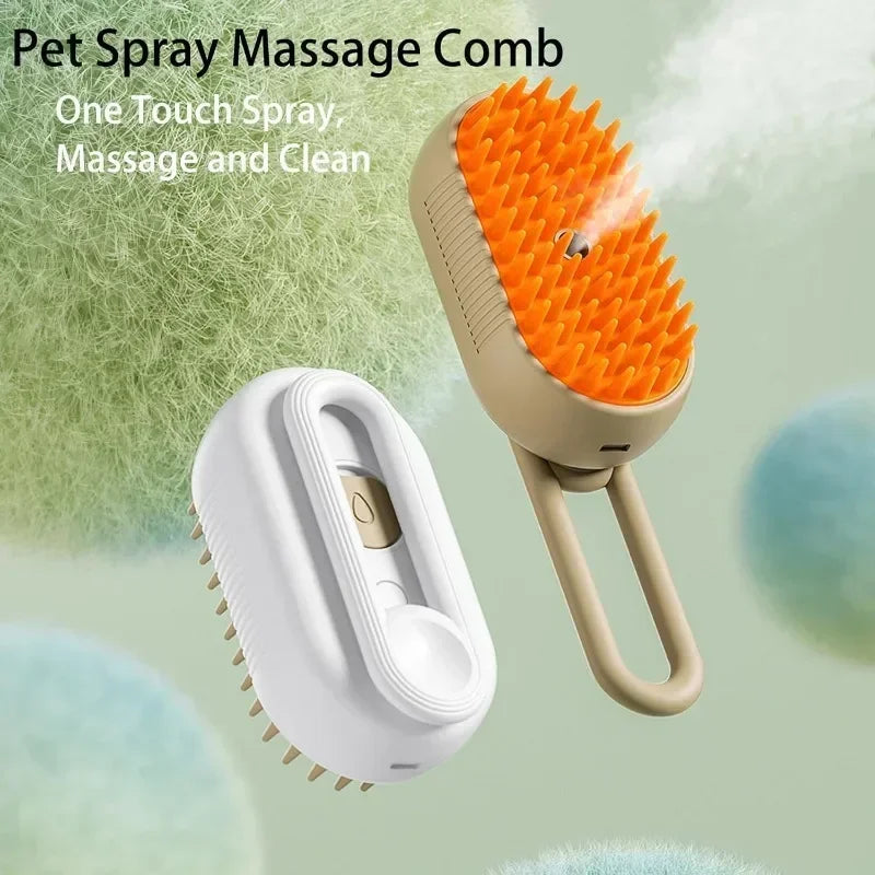 Steamy Dog Brush Electric Spray Cat Hair Brush 3 in1 Dog Steamer Brush for Massage Pet