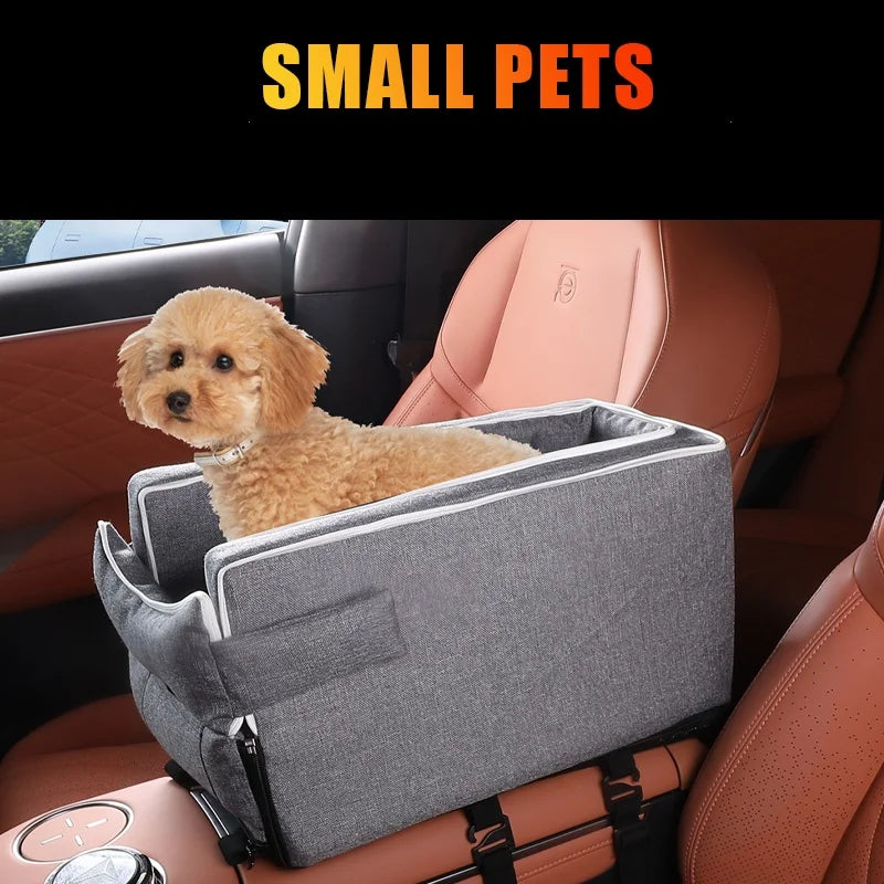 Car Center Console Pet Bed Mat Fiber Pet Safety Seat Essential for Cat & Do Travel Small