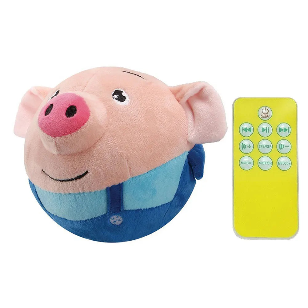 Cartoon Pig Active Moving Pet Plush Toy Washable Talking Moving Dog Ball Toy USB