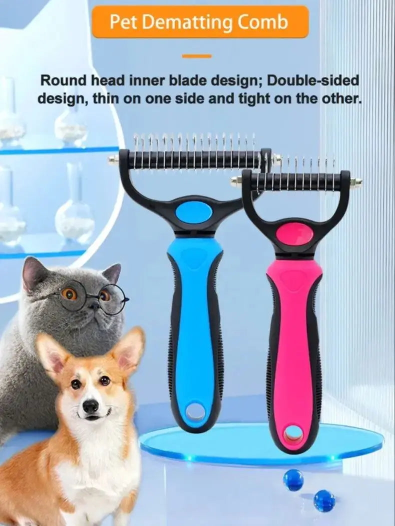 Pet Knot Remover Comb for Dogs & Cats - Dematting Tool with Stainless Steel Blades