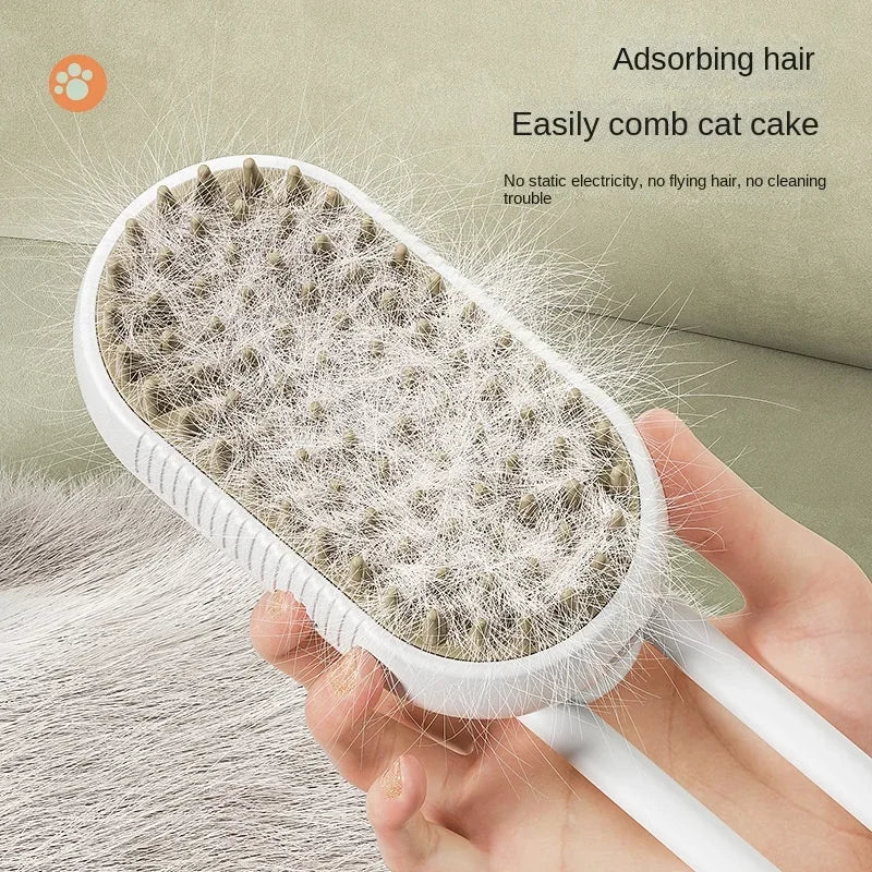 Steamy Dog Brush Electric Spray Cat Hair Brush 3 in1 Dog Steamer Brush for Massage Pet