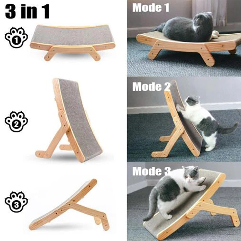 Wood Anti Cat Scratcher Cat Scratch Board Bed 3 In 1 Pad Vertical Pet Cat Toys Grinding