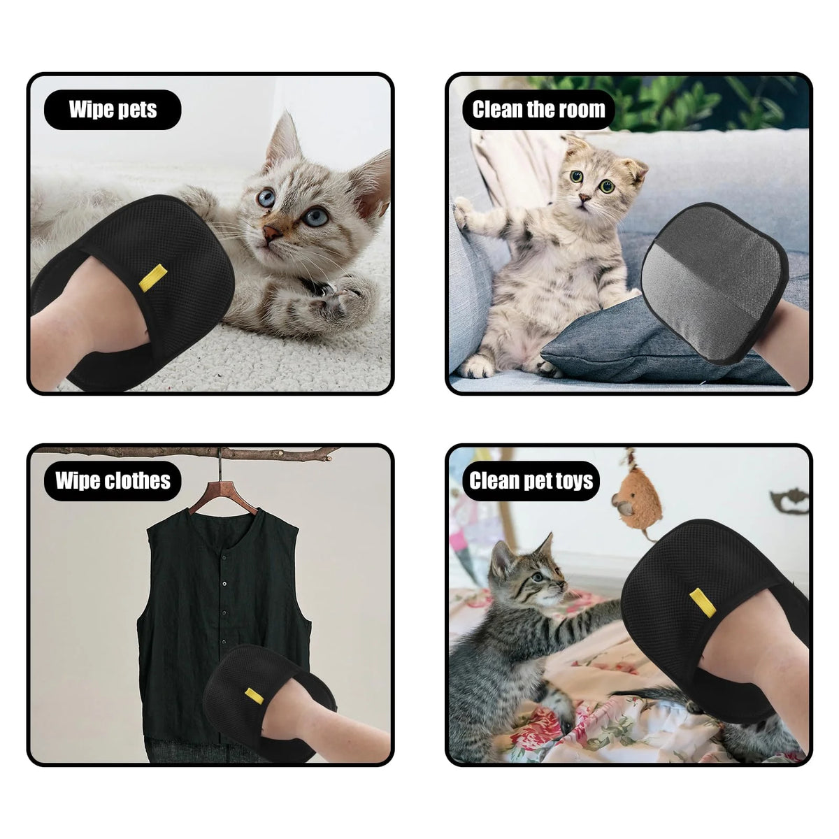 Pet Hair Removal Tool Reusable Static Removal Gloves Double-Sided Grooming Gloves for