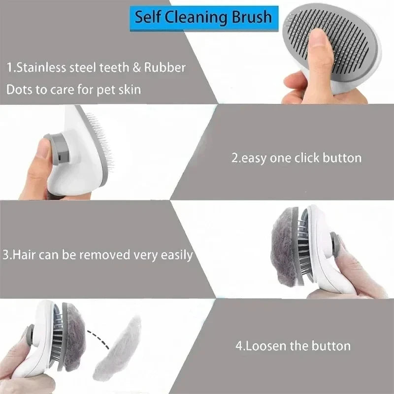 Pet Dog Brush Cat Comb Self Cleaning Pet Hair Remover Brush For Dogs Cats Grooming Tools