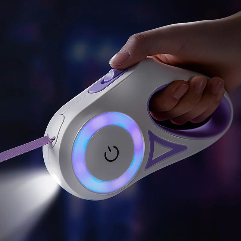 LED Retractable Dog Leash with light for Puppies Small Medium big Dogs Cats Pet Harness