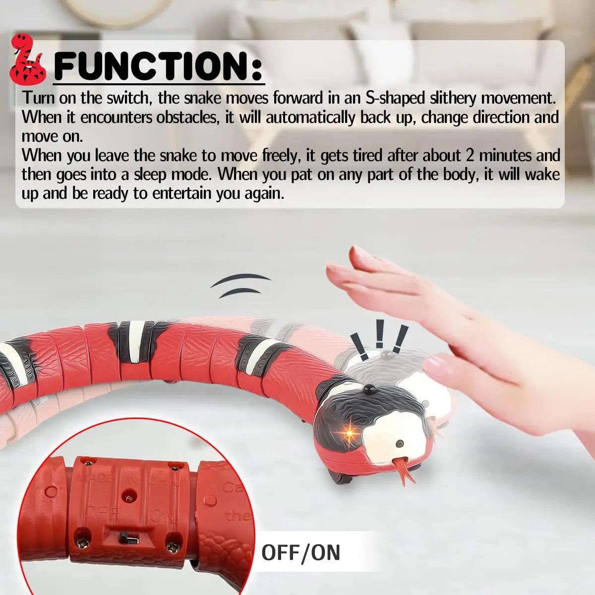Smart Sensing Interactive Cat Toys Automatic Eletronic Snake Cat Teasering Play USB