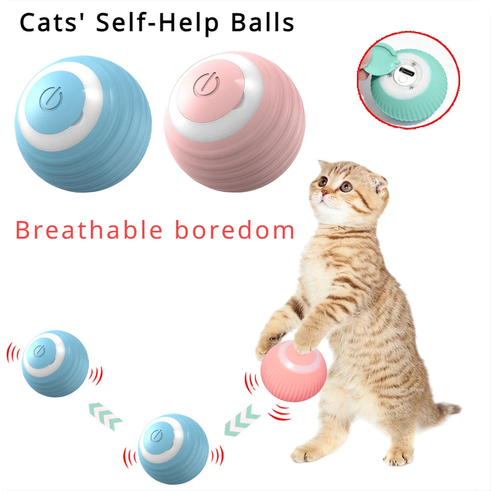Interactive Cat Toy Ball 360° Automatic Rotating Rolling Ball Accessories for Cats Toys
