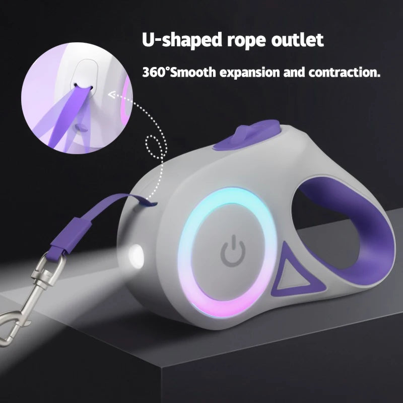 LED Retractable Dog Leash with light for Puppies Small Medium big Dogs Cats Pet Harness
