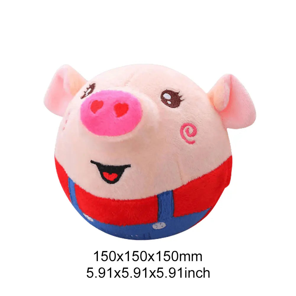 Cartoon Pig Active Moving Pet Plush Toy Washable Talking Moving Dog Ball Toy USB