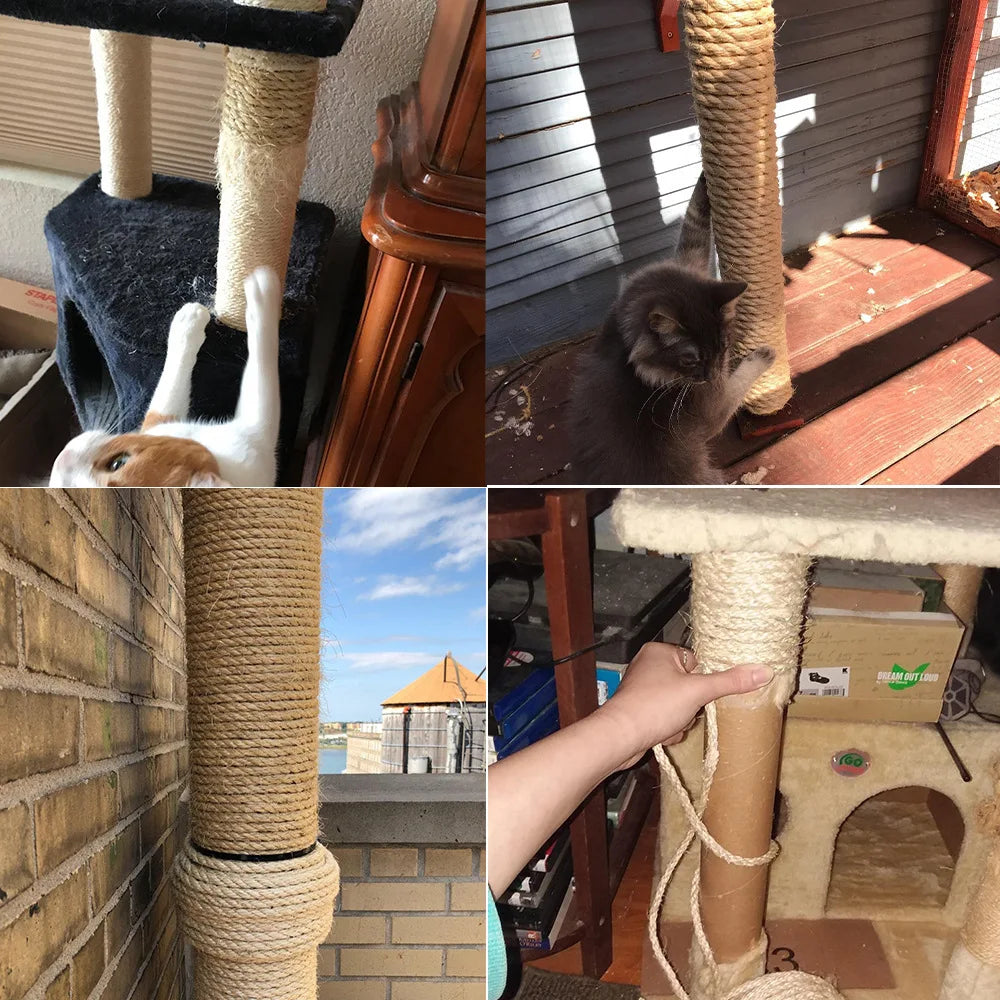 Sisal Rope Cat Tree Scratching Post Toy Cat Climbing Frame Replacement Rope Desk Legs
