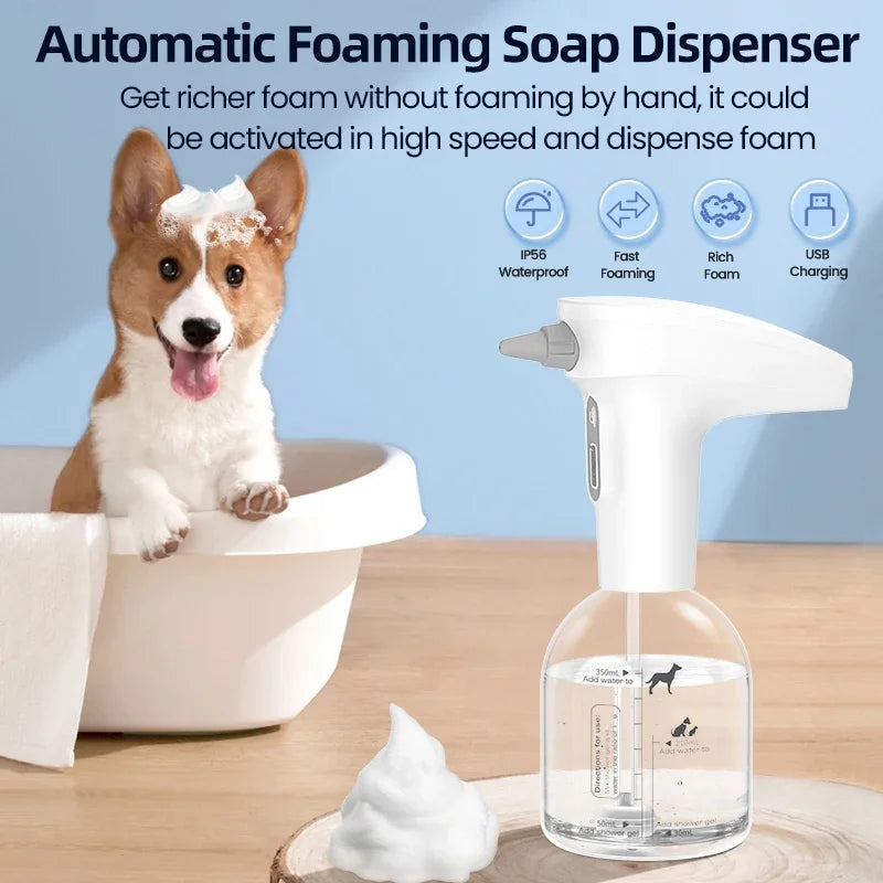 Automatic Soap Dispenser for Pet Liquid Soap and Shampoo Making Foam, Smart Bathroom Dog