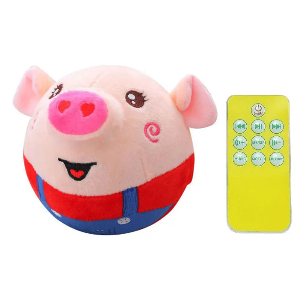 Cartoon Pig Active Moving Pet Plush Toy Washable Talking Moving Dog Ball Toy USB