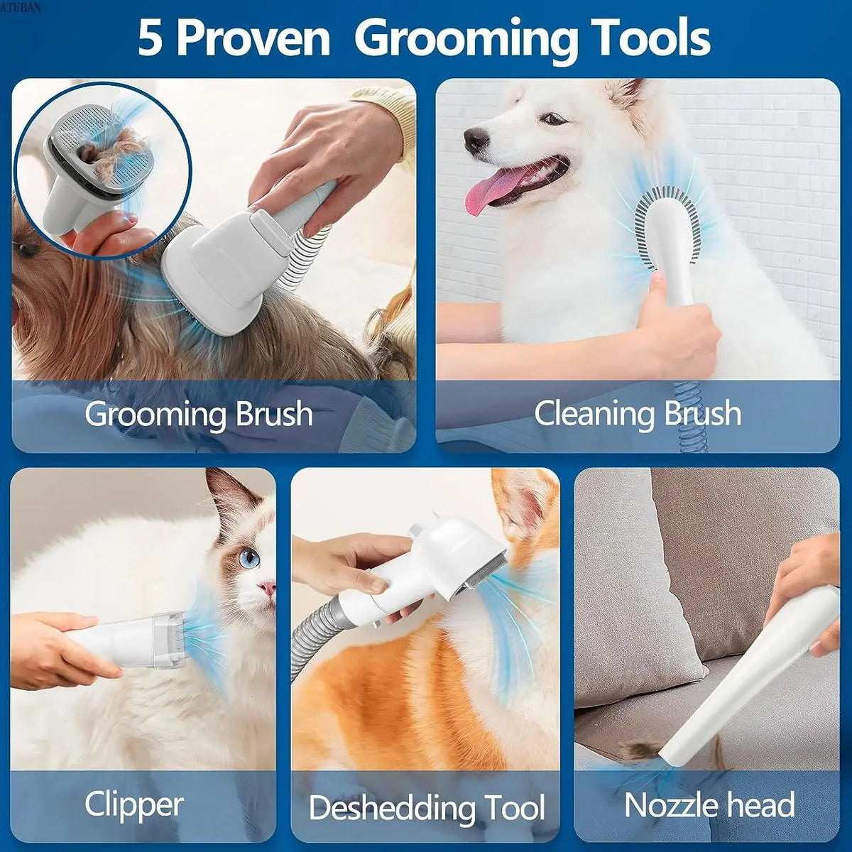 Dog Grooming Vacuum & Pet Grooming Kit with 2.3L Capacity Larger Pet Hair Dust Cup Dog